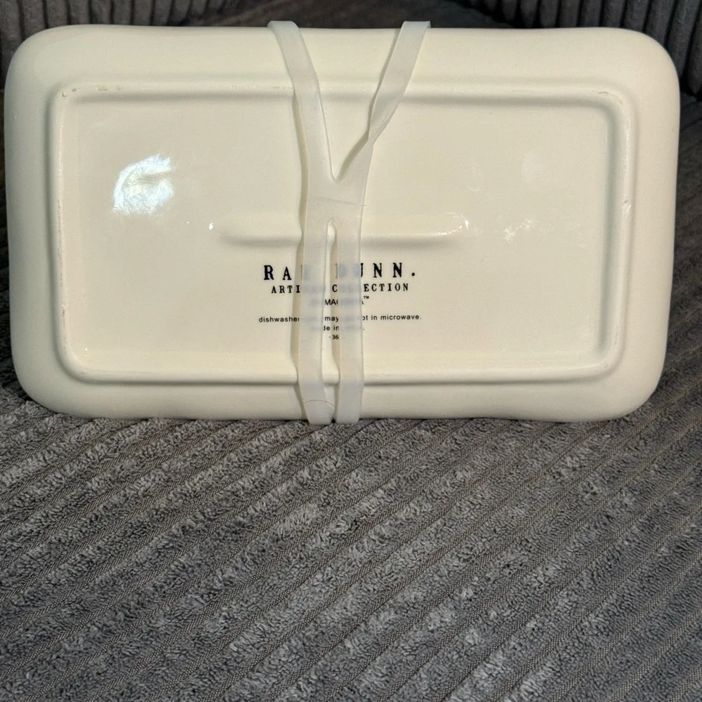 Rae Dunn White and Blue 'Spread' Butter Dish